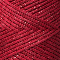 Червоний бавовняний шнур з люрексом, 2 мм