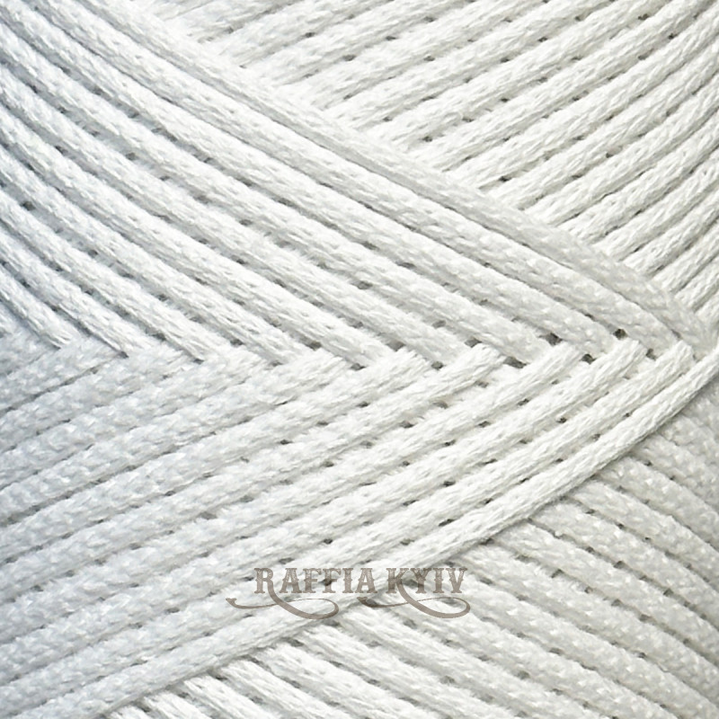 Білий бавовняний шнур Raffia™ Kyiv для макраме та в'язання, 2 мм