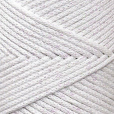 Белый хлопковый шнур с люрексом, 2 мм