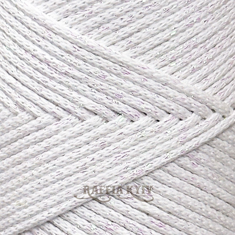 Белый хлопковый шнур Raffia™ Kyiv с люрексом для макраме и вязания, 2 мм