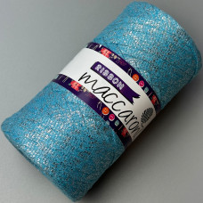 Turquoise Ribbon cotton cord with lurex, 105 m