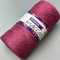 Cyclamen Ribbon cotton cord with lurex, 105 m