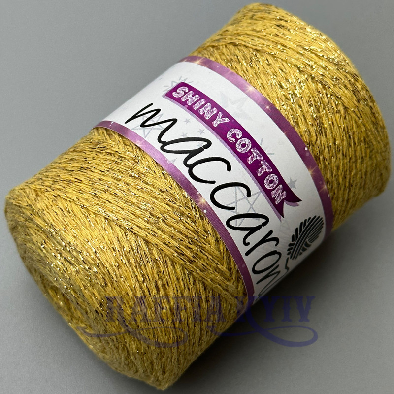Yellow Shiny Cotton cord with lurex, 230 m
