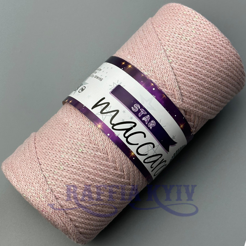 Pale pink Star cotton cord with lurex, 105 m