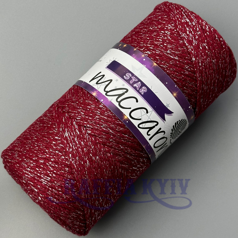Burgundy Star cotton cord with lurex, 105 m
