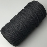 Black cotton twisted round cord, 4 mm