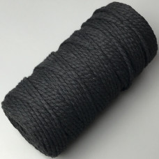 Black cotton twisted round cord, 4 mm