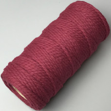 Burgundy cotton twisted round cord, 4 mm