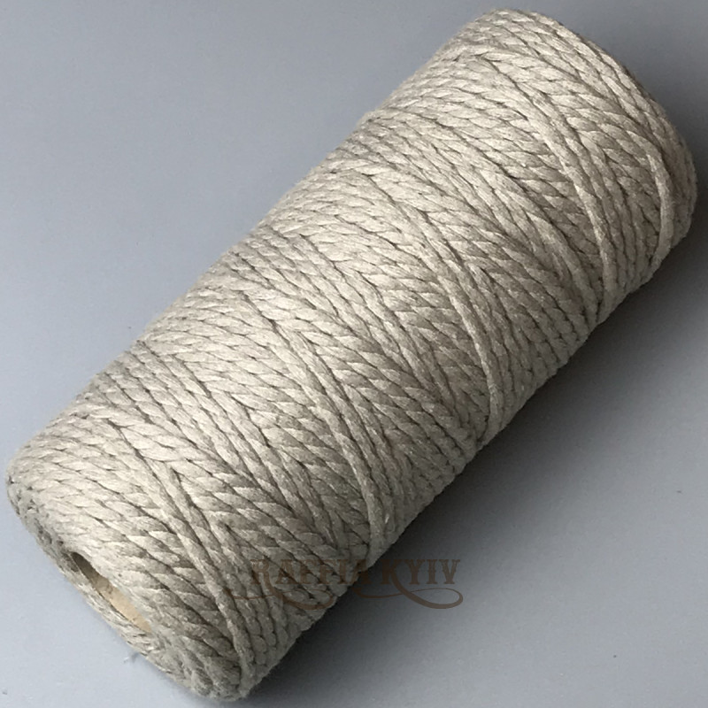 Linen cotton twisted round cord, 4 mm