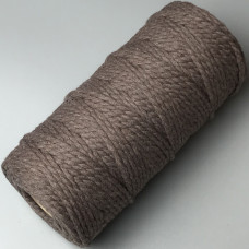 Пастельно-коричневый хлопковый крученый круглый шнур, 4 мм