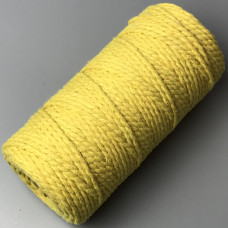 Желтый хлопковый крученый круглый шнур, 4 мм