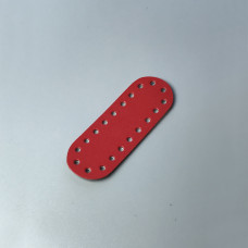 Red leather oval bottom, 11×4 cm