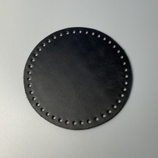 Black leather round bottom, ø 16 cm