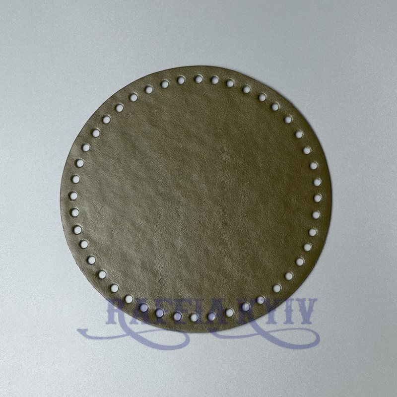 Olive leather round bottom, ø 16 cm