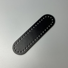 Black leather oval bottom, 18×5 cm