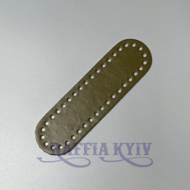 Olive leather oval bottom, 18×5 cm
