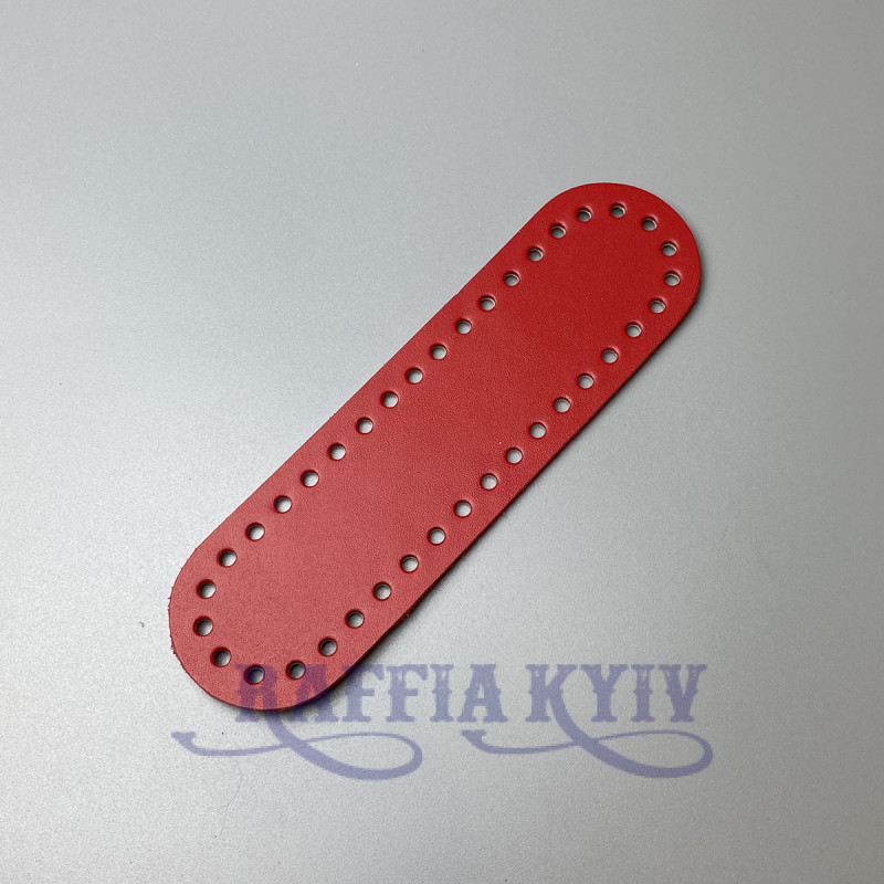 Red leather oval bottom, 18×5 cm