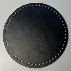 Черное круглое кожаное донышко, ø 20 см, деформированное