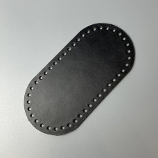 Black leather oval bottom, 20×10 cm