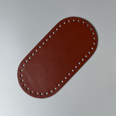 Cognac leather oval bottom, 20×10 cm