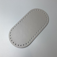 Light grey leather oval bottom, 20×10 cm