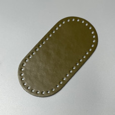Olive leather oval bottom, 20×10 cm