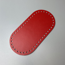 Red leather oval bottom, 20×10 cm
