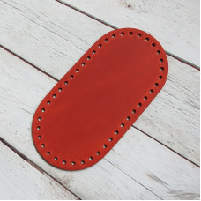 Red matt leather oval bottom, 20×10 cm