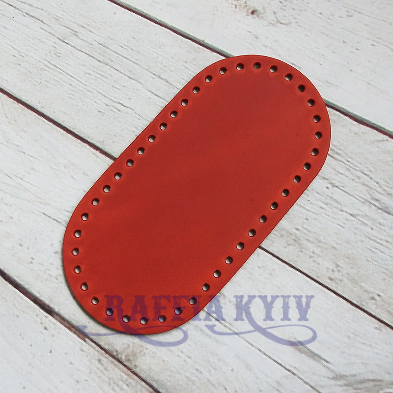 Red matt leather oval bottom, 20×10 cm