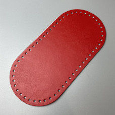 Red leather oval bottom, 25×12 cm