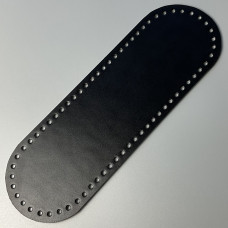 Black leather oval bottom, 30×10 cm