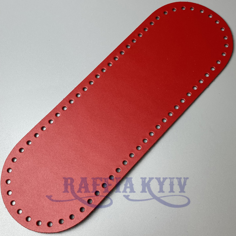 Red leather oval bottom, 30×10 cm