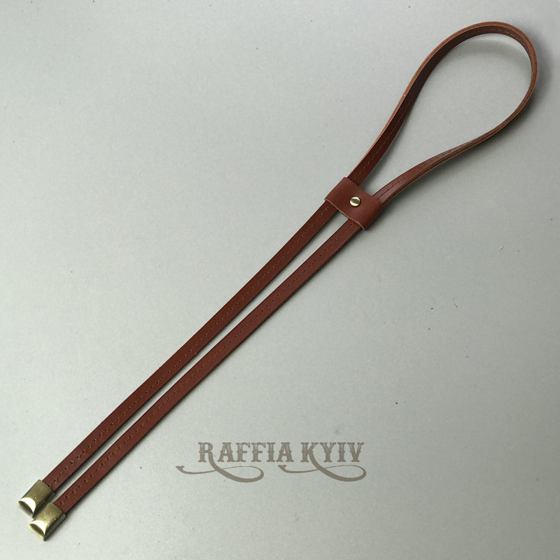 Cognac leather tie, 80 cm