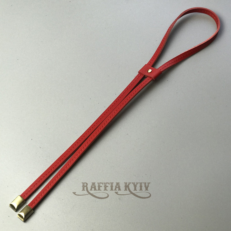 Red leather tie, 80 cm