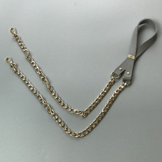 Светло-серый кожаный ремешок с цепочками, 120×1,5 см