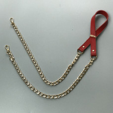Красный кожаный ремешок с цепочками, 120×1,5 см
