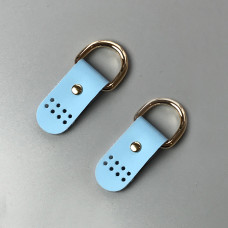 Blue stitched leather loops, 20 mm
