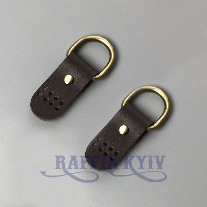 Chocolate stitched leather loops, 20 mm