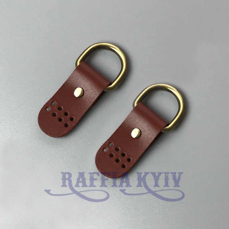 Cognac stitched leather loops, 20 mm