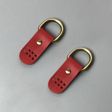Red stitched leather loops, 20 mm