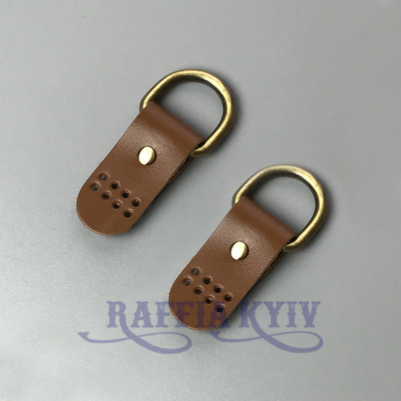 Tobacco stitched leather loops, 20 mm