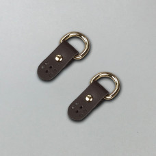 Chocolate stitched leather loops, 15 mm