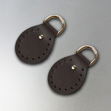 Chocolate semicircular stitched leather loops, 20 mm