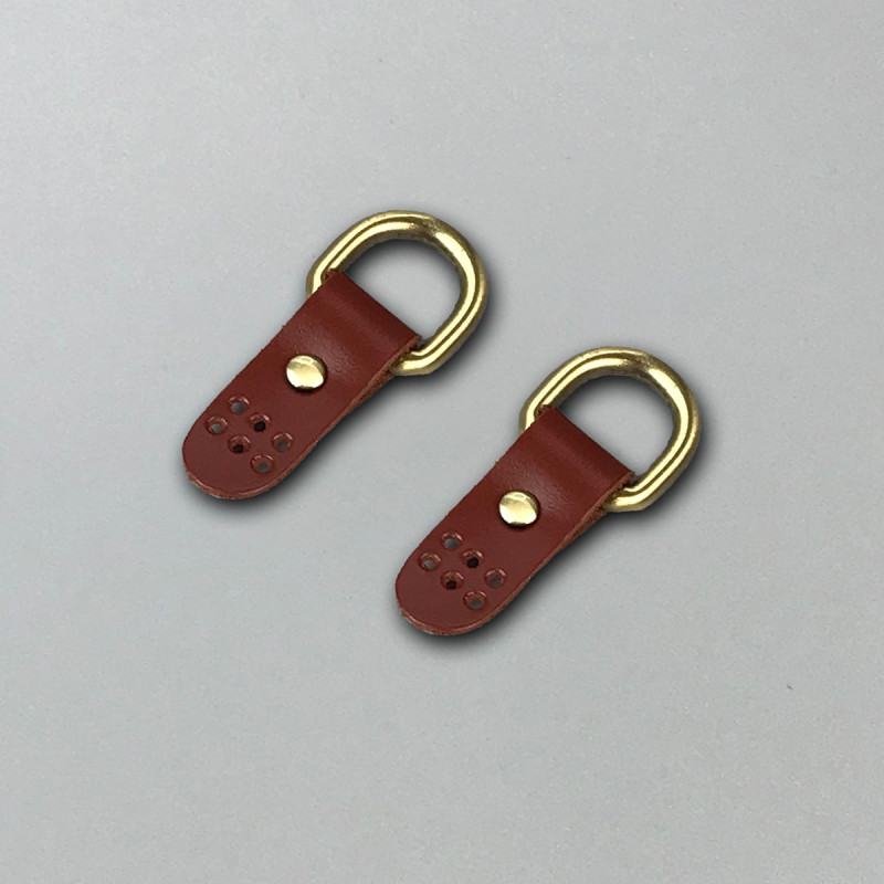 Cognac stitched leather loops, 15 mm