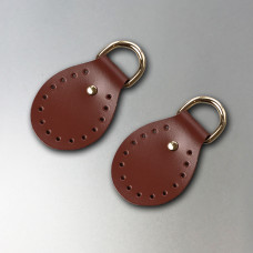 Cognac semicircular stitched leather loops, 20 mm