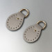 Light grey semicircular stitched leather loops, 20 mm