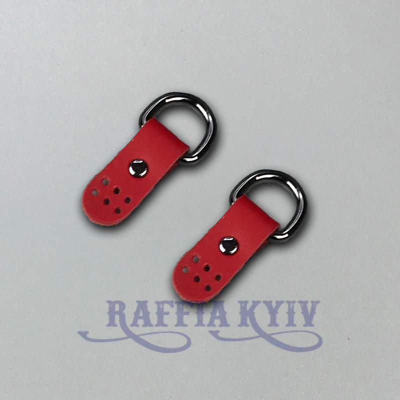 Red stitched leather loops, 15 mm