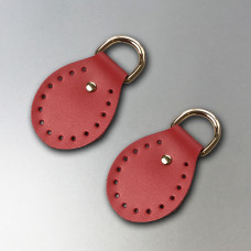 Red semicircular stitched leather loops, 20 mm