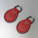 Red semicircular stitched leather loops, 20 mm