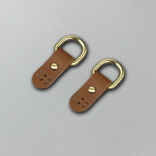 Tobacco stitched leather loops, 15 mm